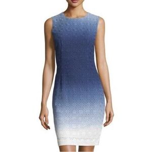 Diane Von Furstenburg Kedina Eyelet Ombré Knee Length Sleeveless Dress Blue 2